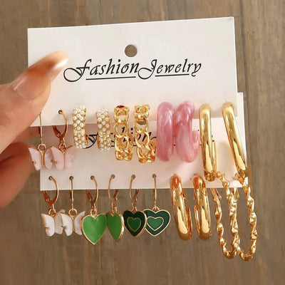 Hoochie Couture 24-Pair Gold Earring Set – Boho, Vintage & Everyday Chic Hoochie Couture Boutique