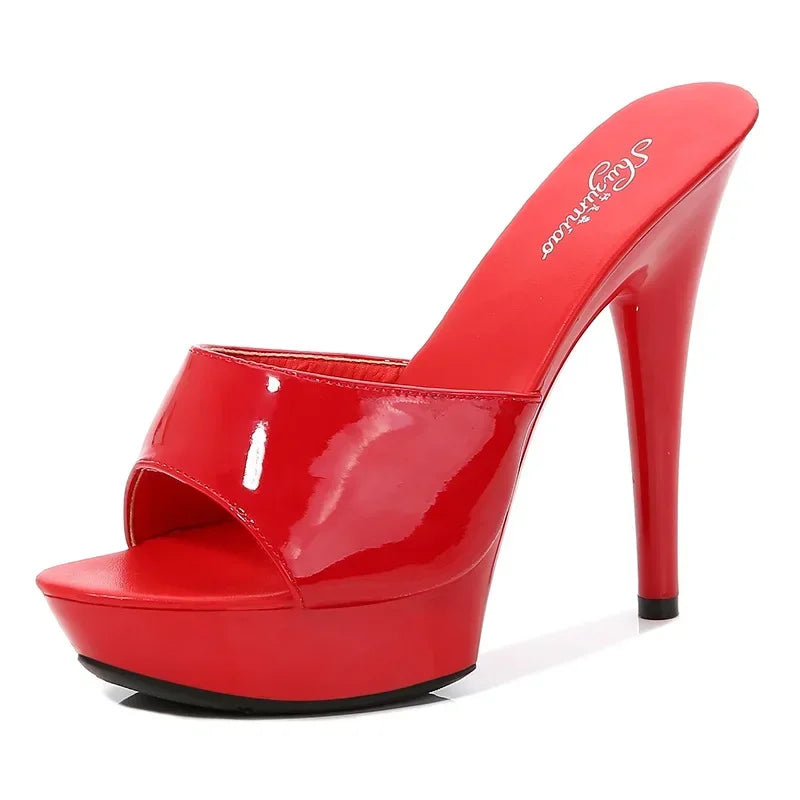 Hoochie Couture Patent Leather Mule Sandals – 13CM of Pure Confidence & Sexy Elegance