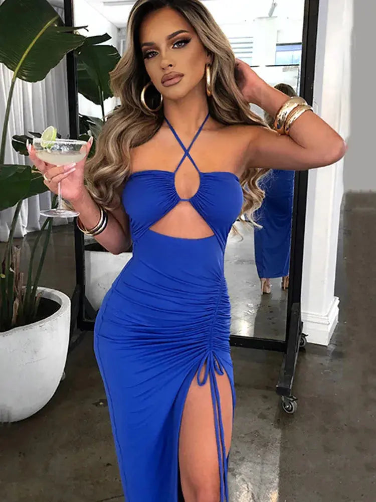 Hoochie Couture Sleeveless Backless Midi Dress – Elegant, Sexy & Club-Ready Hoochie Couture Boutique