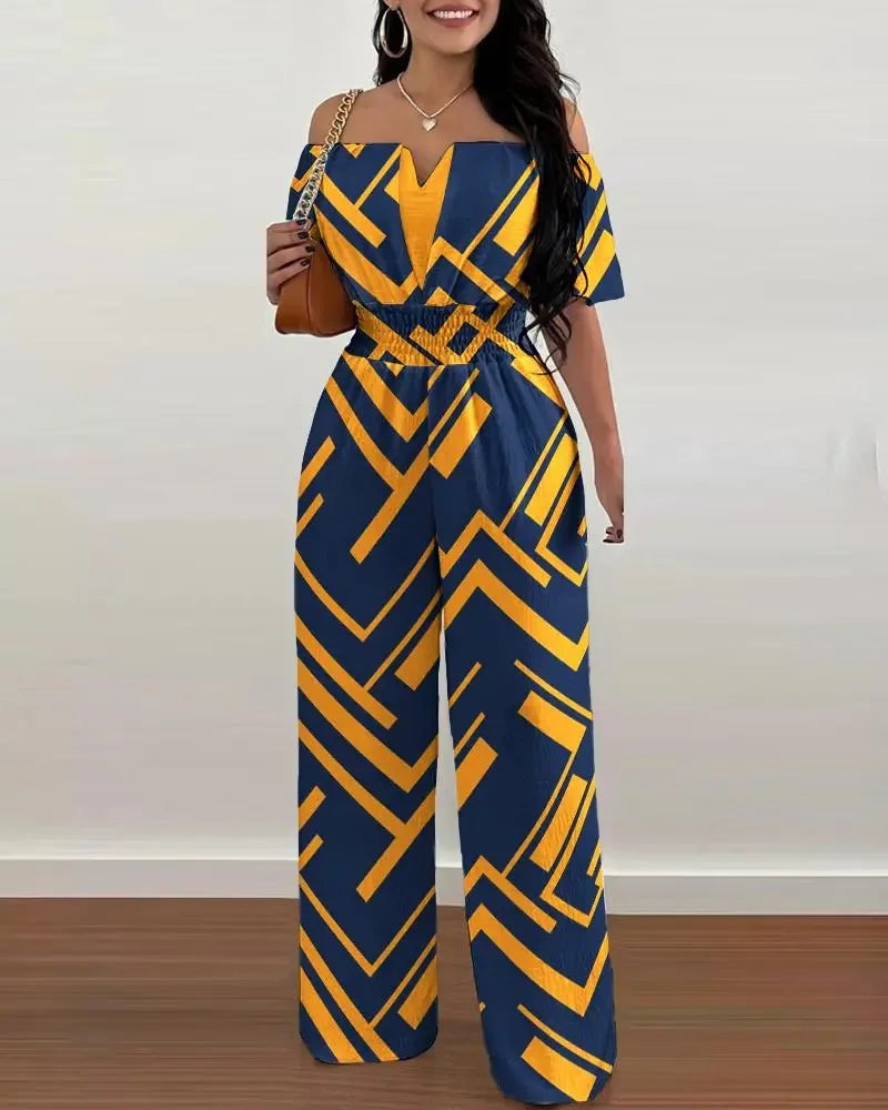 Hoochie Couture Off-Shoulder Wide-Leg Jumpsuit – Elegant Summer Jumpsuit for Effortless Style