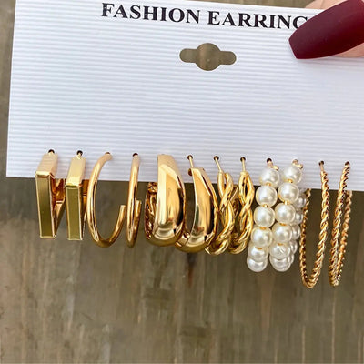Hoochie Couture 24-Pair Gold Earring Set – Boho, Vintage & Everyday Chic Hoochie Couture Boutique