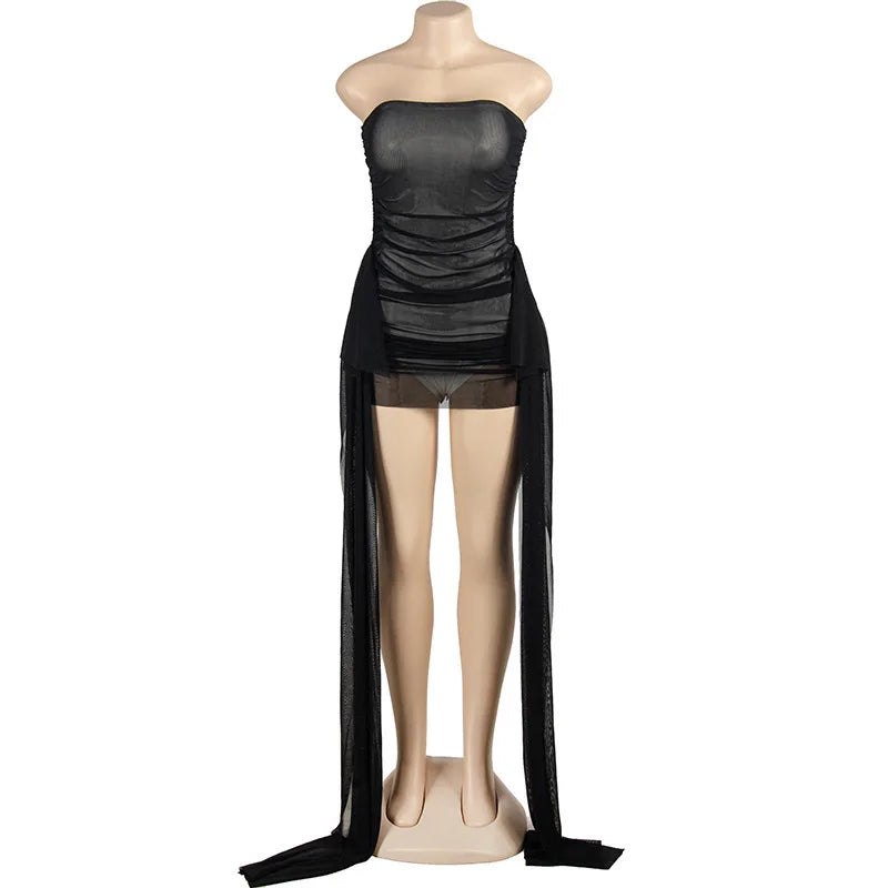 Hoochie Couture Mesh Spliced Mini Dress – Sexy, Sleek & Party-Ready