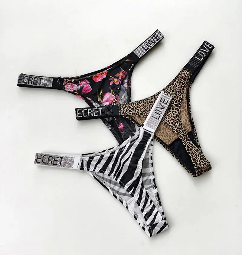 Hoochie Couture Rhinestone G-String Set – 5-Piece Low-Waist Sexy Panties Hoochie Couture Boutique