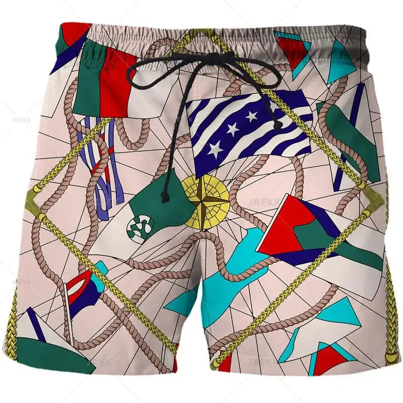 Hoochie Daddy Iron Chain 3D Printed Board Shorts – Luxury Drip for Bold Moves Hoochie Couture Boutique