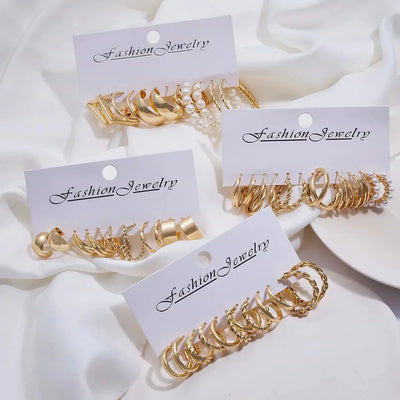 Hoochie Couture 24-Pair Gold Earring Set – Boho, Vintage & Everyday Chic Hoochie Couture Boutique