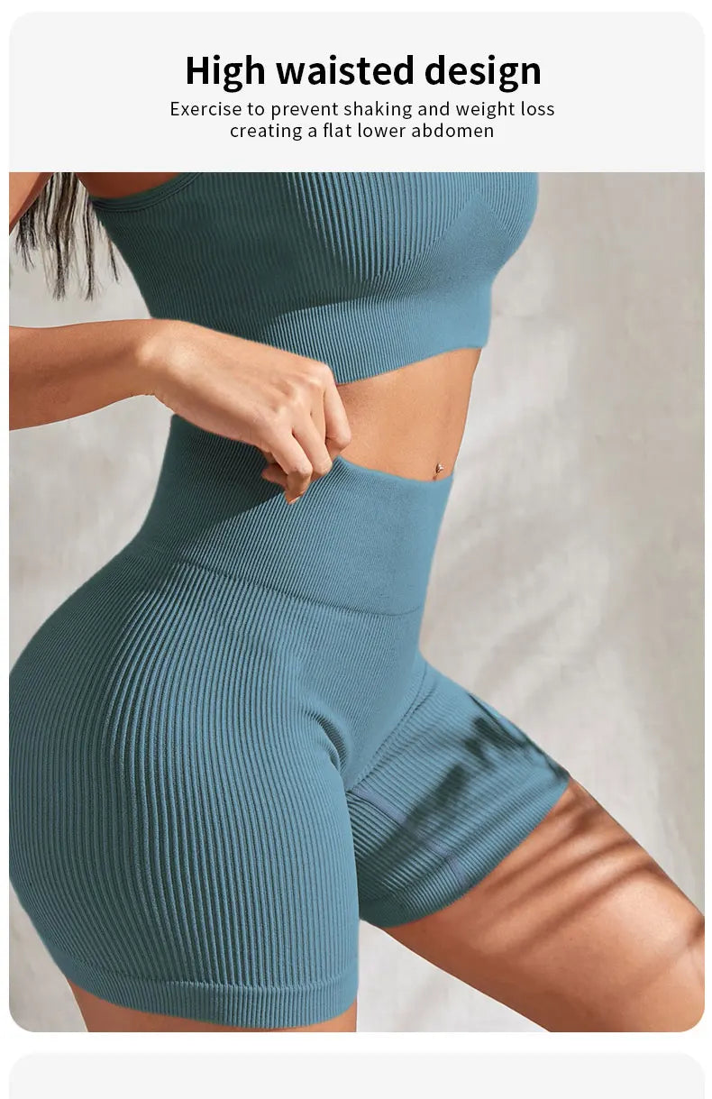 Hoochie Couture Seamless Ribbed Yoga Set – Sleek, Snatched & Sweat-Ready