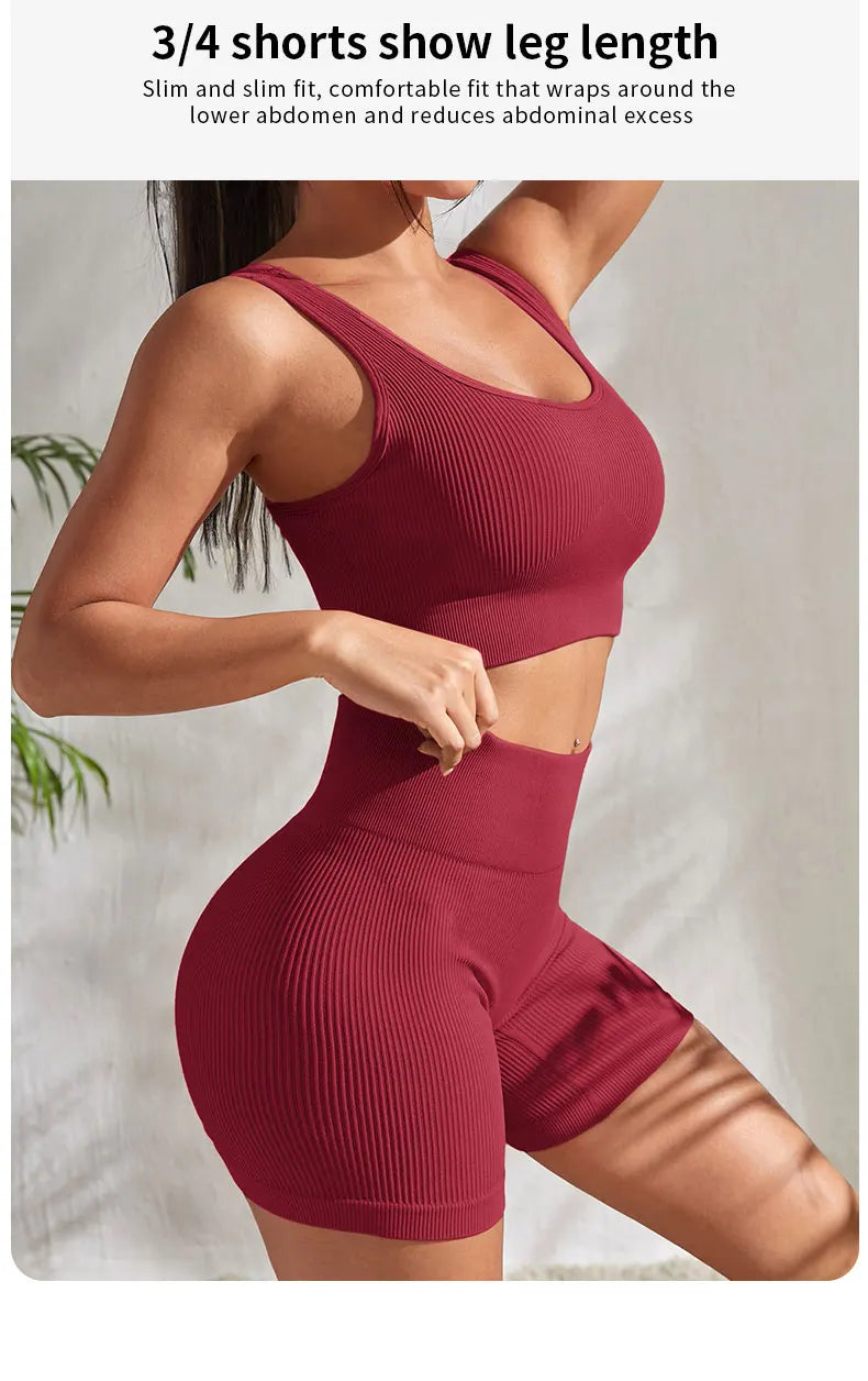 Hoochie Couture Seamless Ribbed Yoga Set – Sleek, Snatched & Sweat-Ready