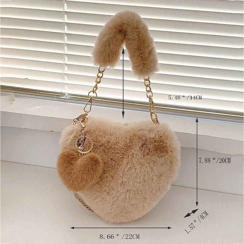 Hoochie Couture Faux Fur Heart-Shaped Handbag – Fluffy, Fun & Fashion-Forward