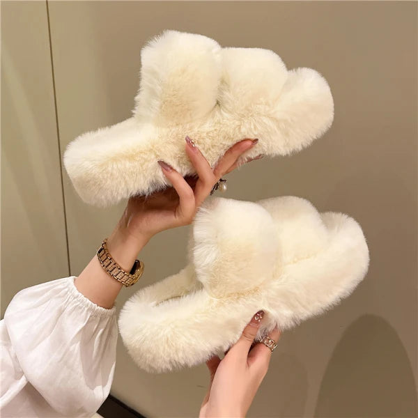 Hoochie Couture Faux Fur Platform Sandals – Cozy, Chic & Height-Boosting