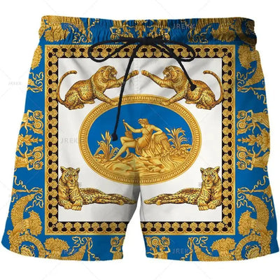 Hoochie Daddy Iron Chain 3D Printed Board Shorts – Luxury Drip for Bold Moves Hoochie Couture Boutique