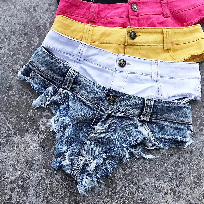 Hoochie Couture Low-Waist Tassel Denim Shorts – Sexy, Edgy & Summer-Ready Hoochie Couture Boutique