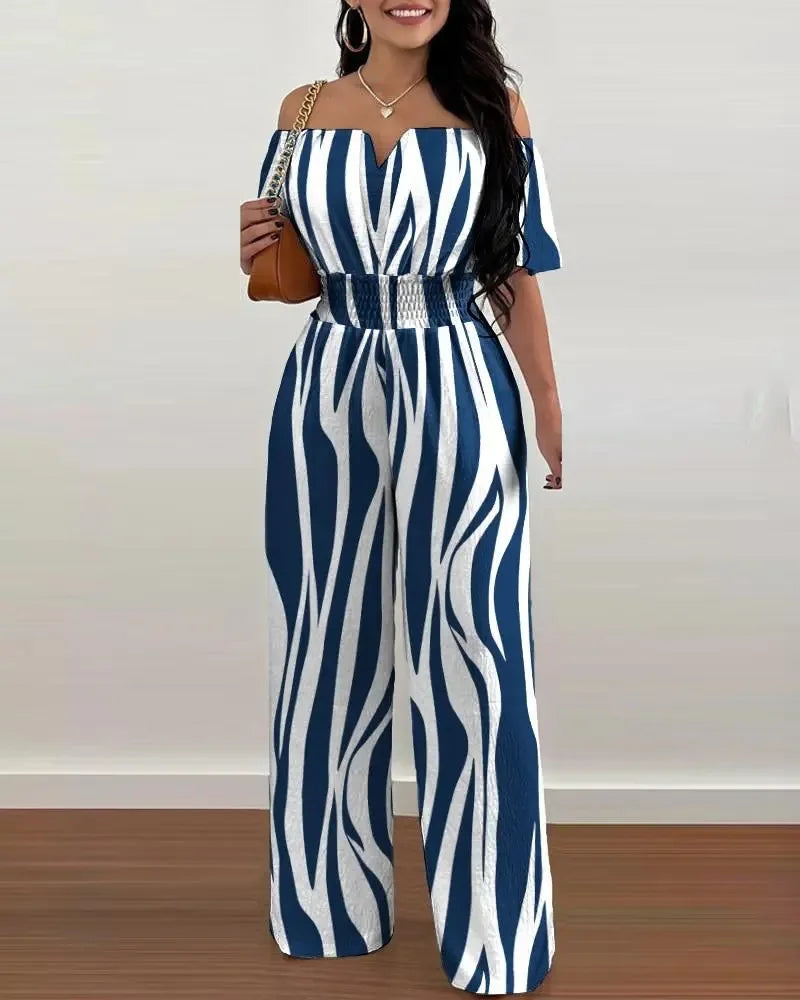 Hoochie Couture Off-Shoulder Wide-Leg Jumpsuit – Elegant Summer Jumpsuit for Effortless Style