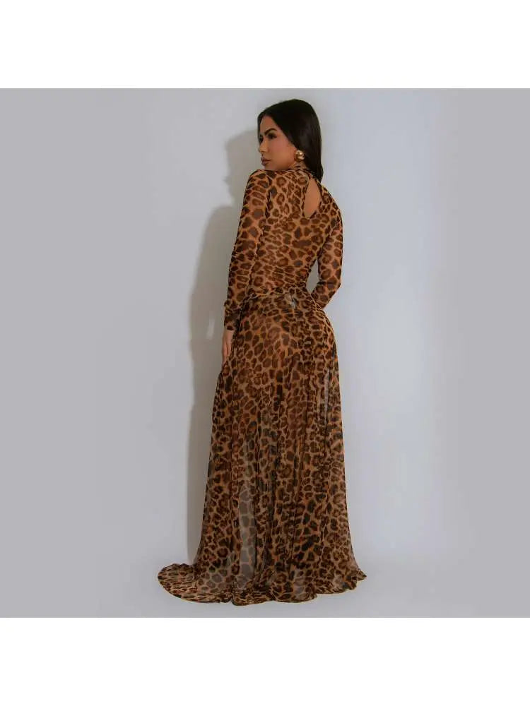 Hoochie Couture Leopard Cropped Bodycon Split Set – Wild, Chic & Head-Turning