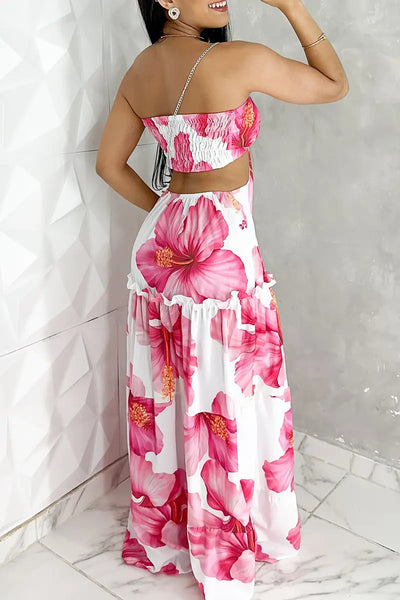 Hoochie Couture Strapless Hollow-Out Maxi Dress – sexy and elegant women’s long dress featuring cut-out detailing, body-hugging silhouette, and strapless neckline, perfect for summer parties, beach vacations, or evening events