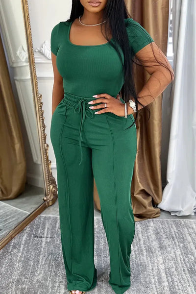 Hoochie Couture Square Neck Two-Piece Set – chic women’s co-ord outfit featuring a cropped square-neck top and matching high-waisted bottoms, perfect for summer street style, brunch looks, or casual glam wear.