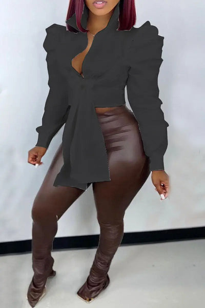 Hoochie Couture Bandage Wrap Top – sexy and structured women’s crop top featuring a bandage-style wrap design, deep V-neckline, and adjustable tie closure, perfect for night-out looks, clubwear, or bold street style outfits.