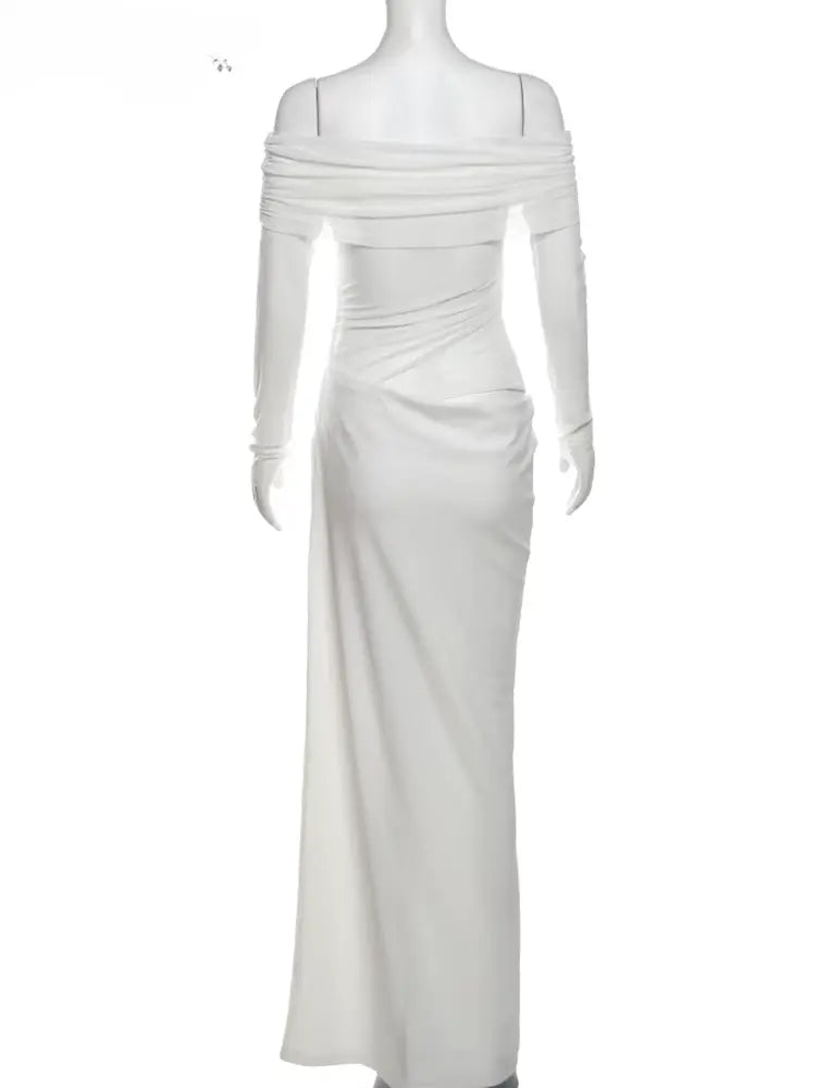 Hoochie Couture Mesh Ruched Maxi Dress – elegant and sexy women’s dress featuring sheer mesh fabric, flattering ruched detailing, and a curve-hugging maxi silhouette, perfect for evening parties, date nights, or upscale clubwear fashion.
