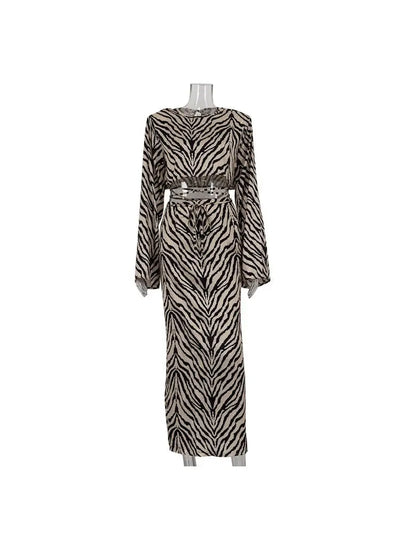 Hoochie Couture Zebra Lace-Up Cropped Top & High-Rise Skirt Set – Wild, Flirty & Statement-Making