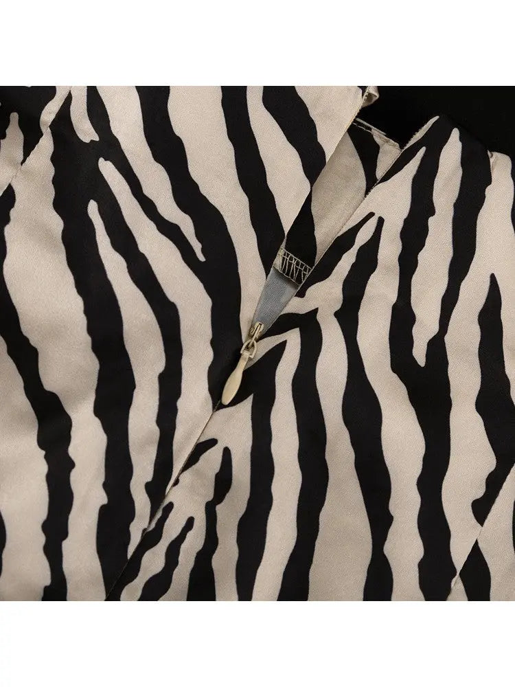 Hoochie Couture Zebra Lace-Up Cropped Top & High-Rise Skirt Set – Wild, Flirty & Statement-Making