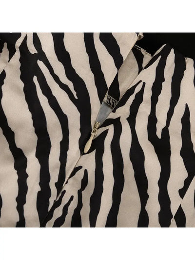 Hoochie Couture Zebra Lace-Up Cropped Top & High-Rise Skirt Set – Wild, Flirty & Statement-Making